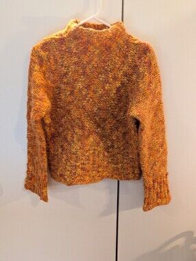Shu Shu Chunky Marled Orange Women’s Wool Sweater - Cozy Turtleneck Style